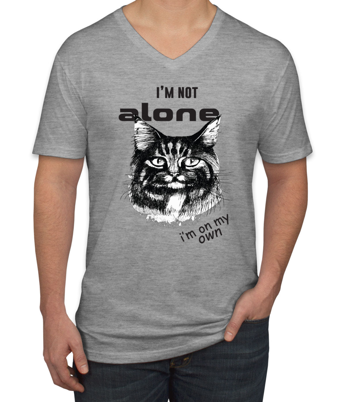 I'm Not Alone I'm On My Own Cat Men's V Neck T-shirt