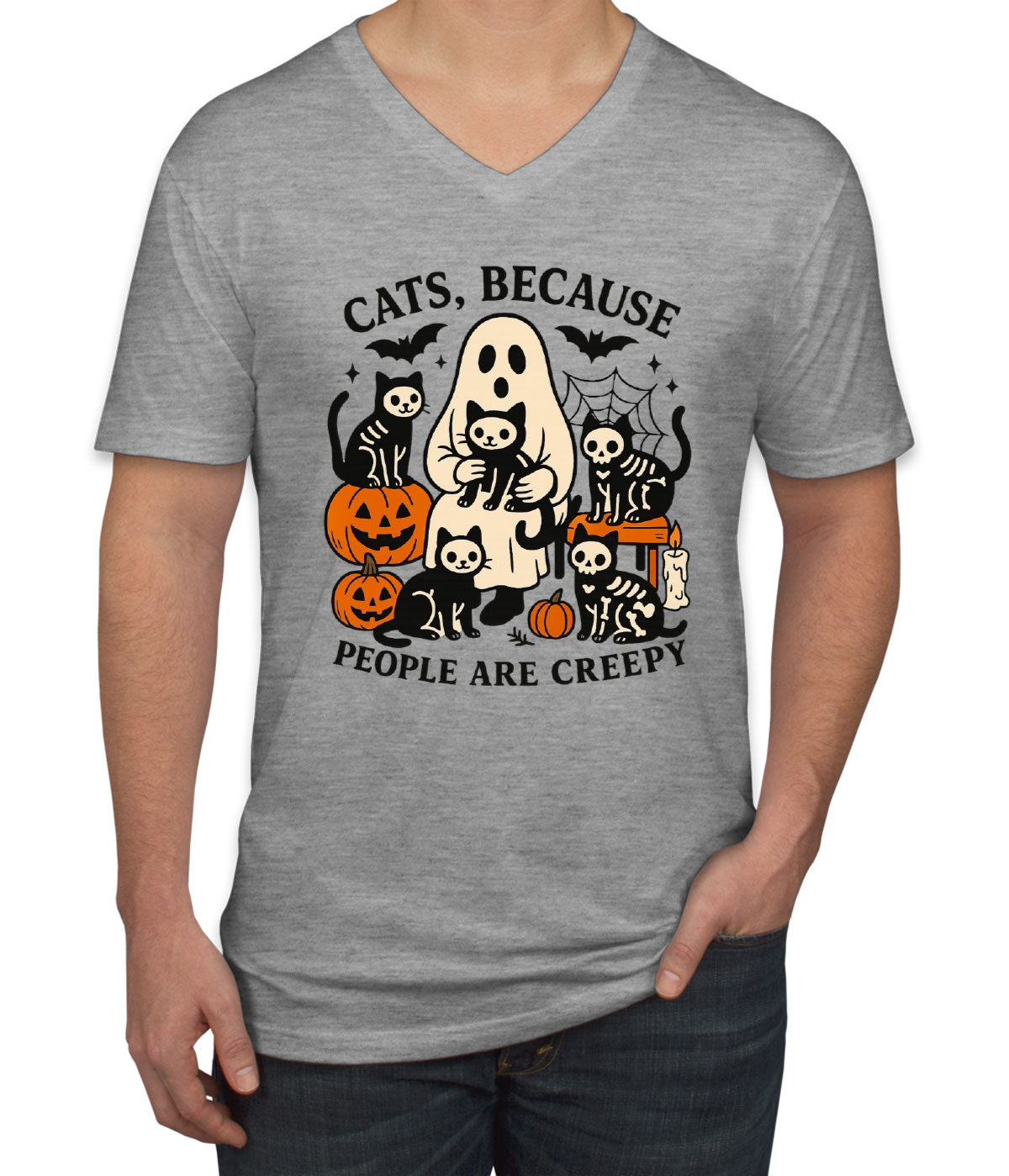 Cats, Because People Are Creepy Men's V Neck T-shirt