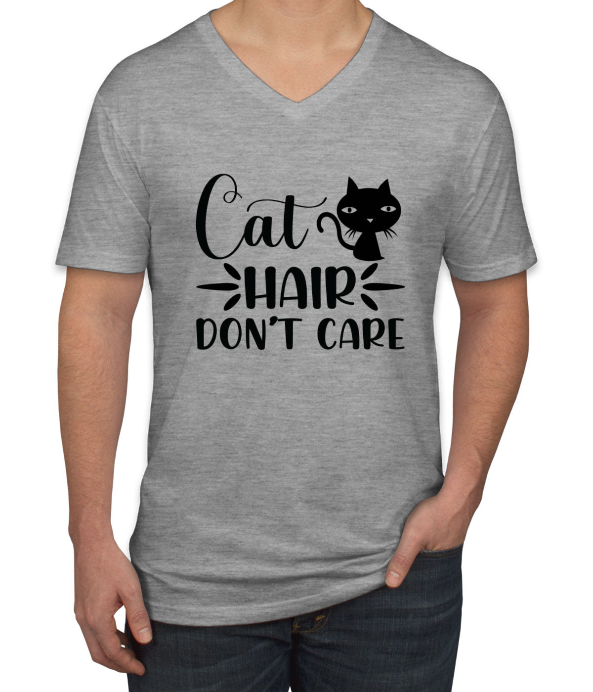 Cat Hair Don't Care Men's V Neck T-shirt