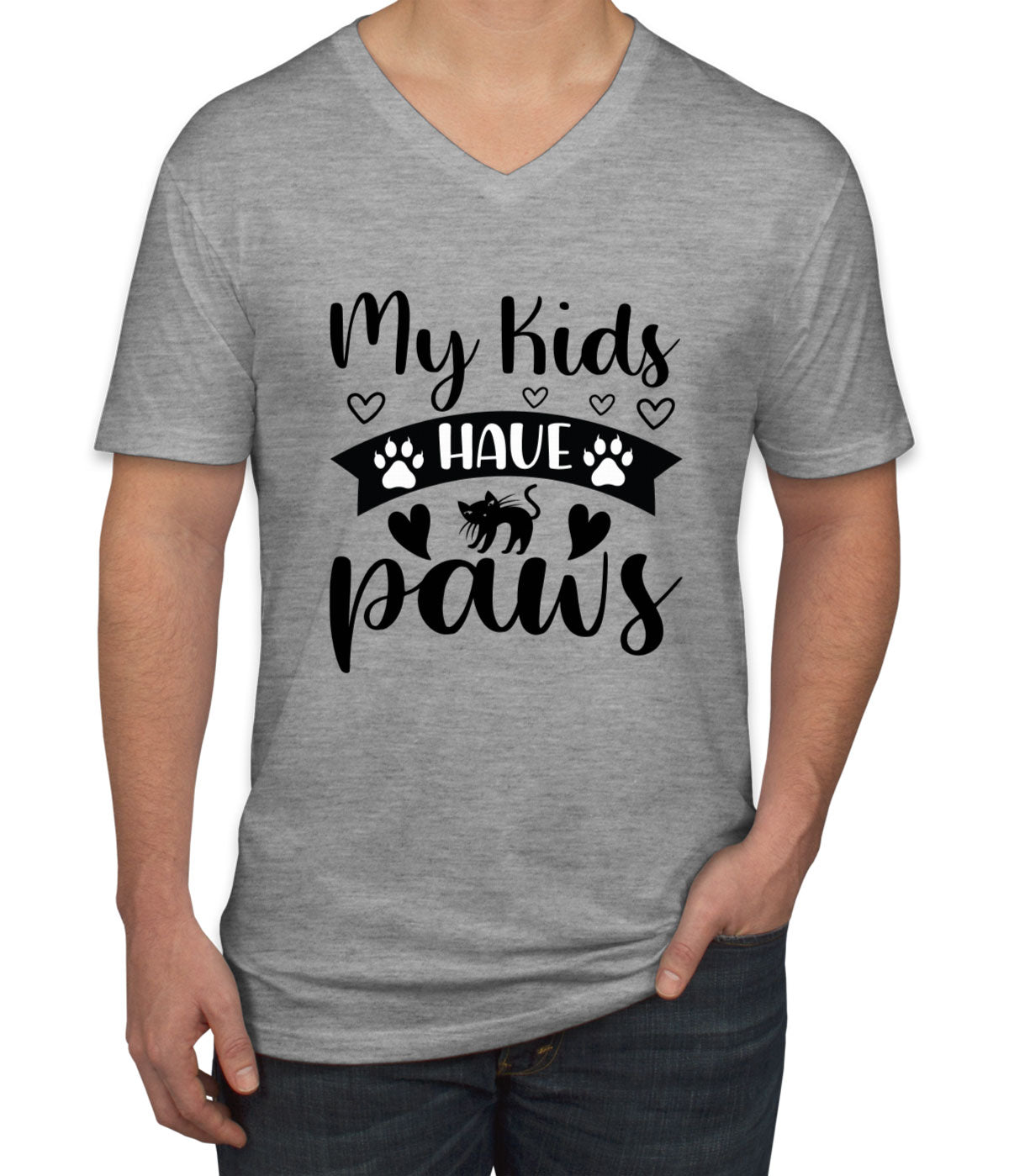 My Kids Have Paws Cat Men's V Neck T-shirt