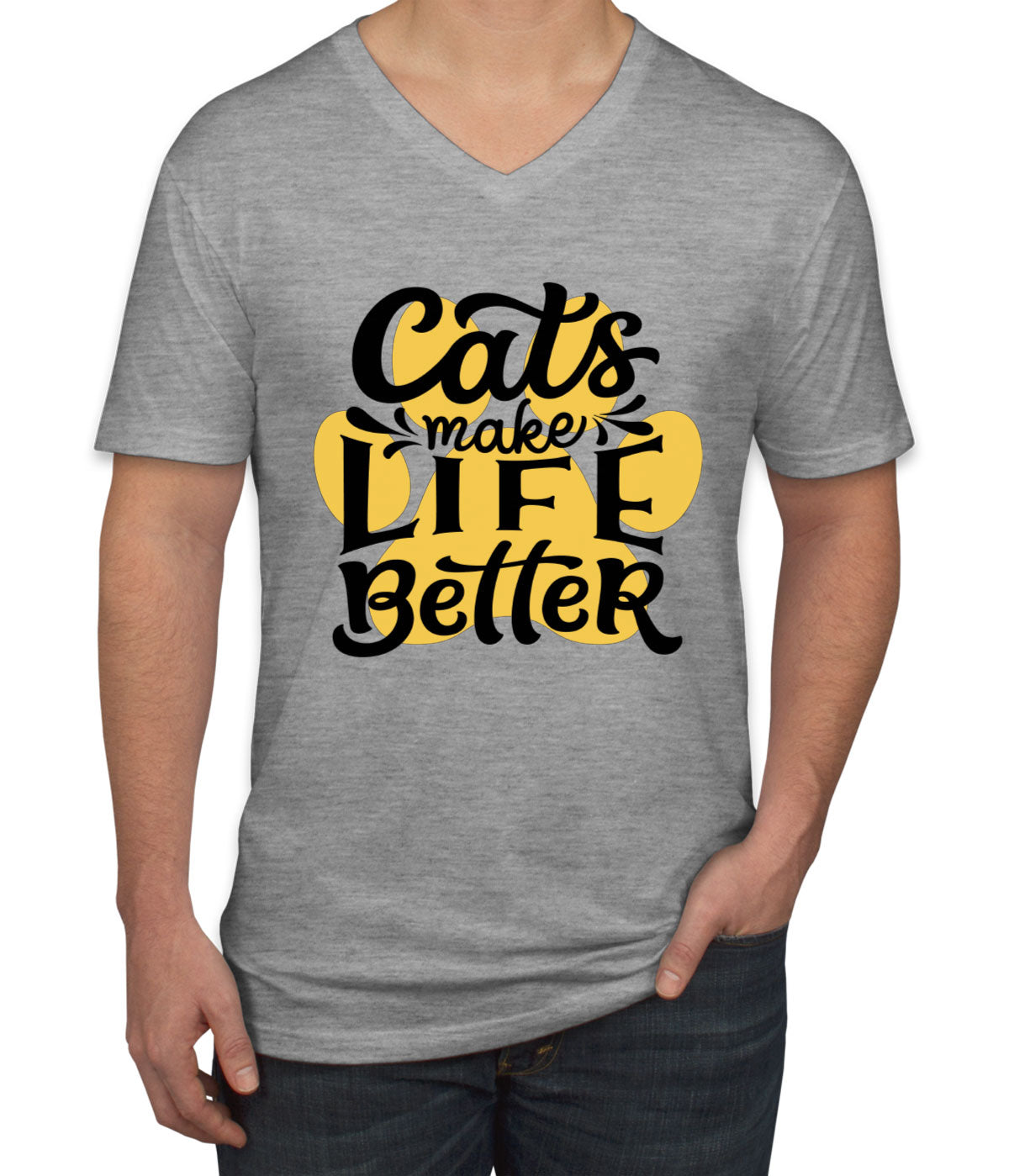 Cats Make Life Is Better Men's V Neck T-shirt