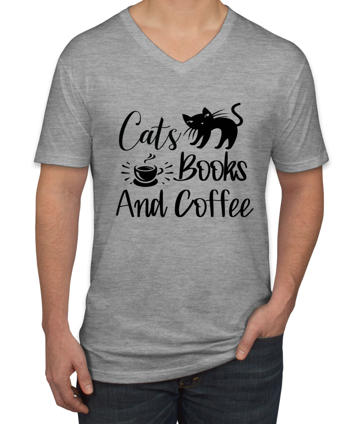 Cats Books And Coffee Men's V Neck T-shirt