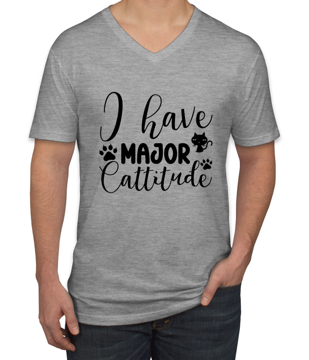 I Have Major Cattitude Cat Men's V Neck T-shirt