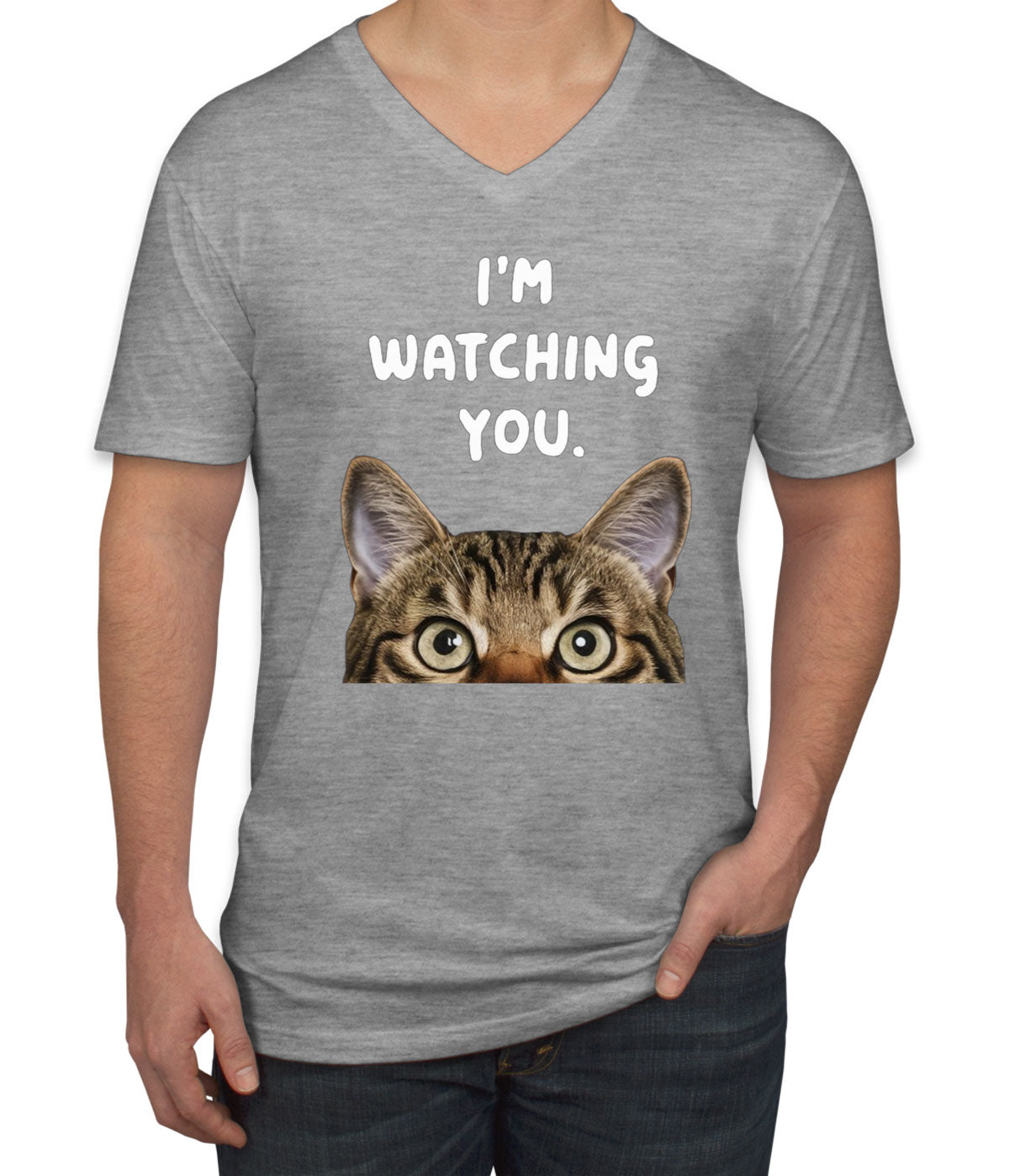 I'm Watching You Cat Men's V Neck T-shirt