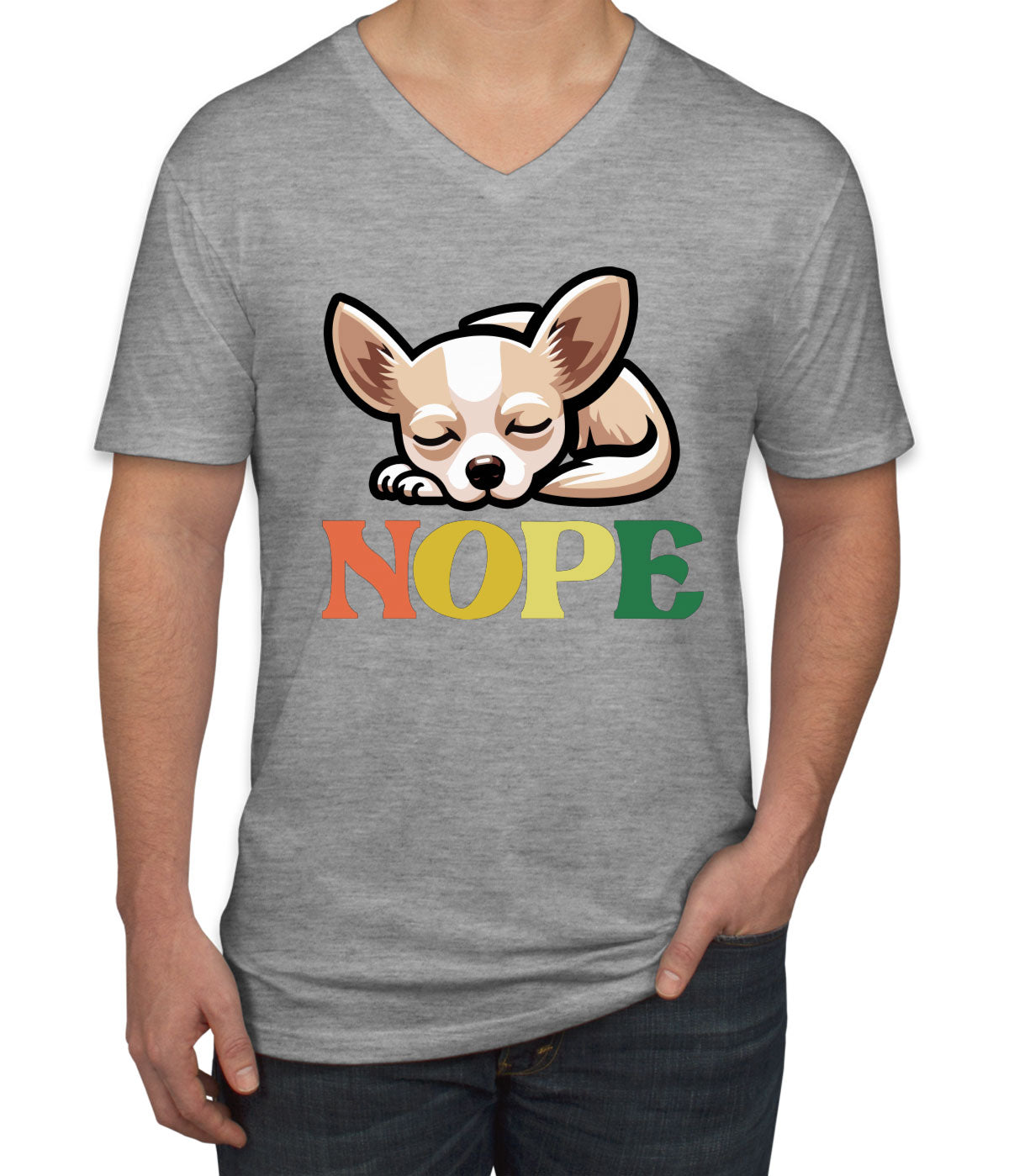 Nope Chihuahua Dog Men's V Neck T-shirt