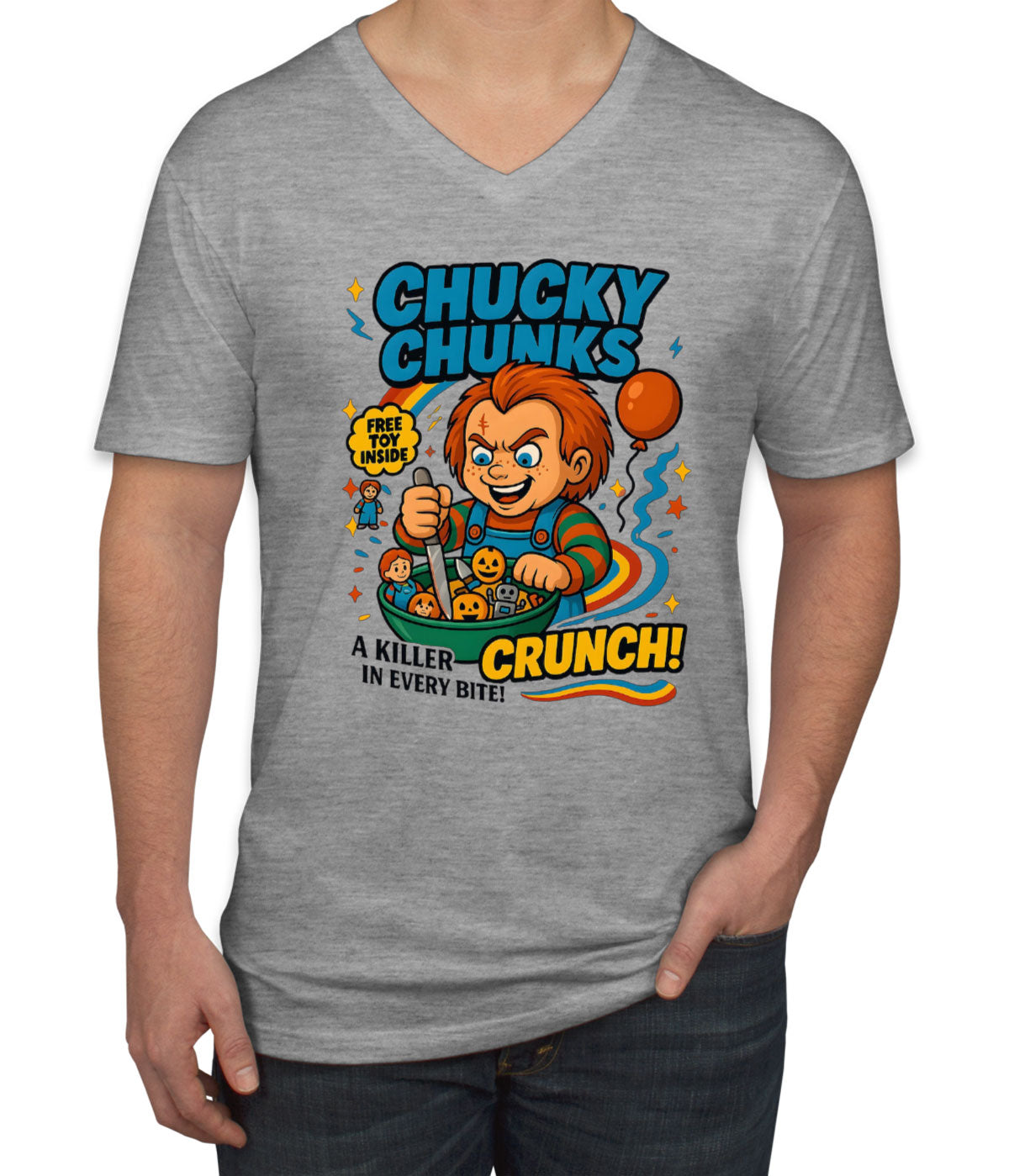 Chucky Chuncks Halloween  Men's V Neck T-shirt