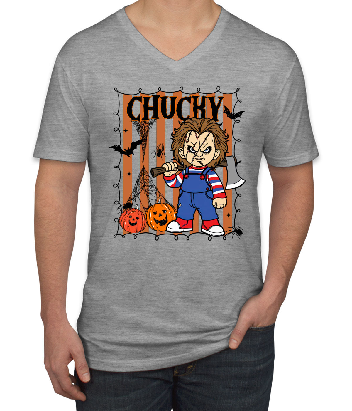 Chucky Horror Movie Character Halloween Men's V Neck T-shirt