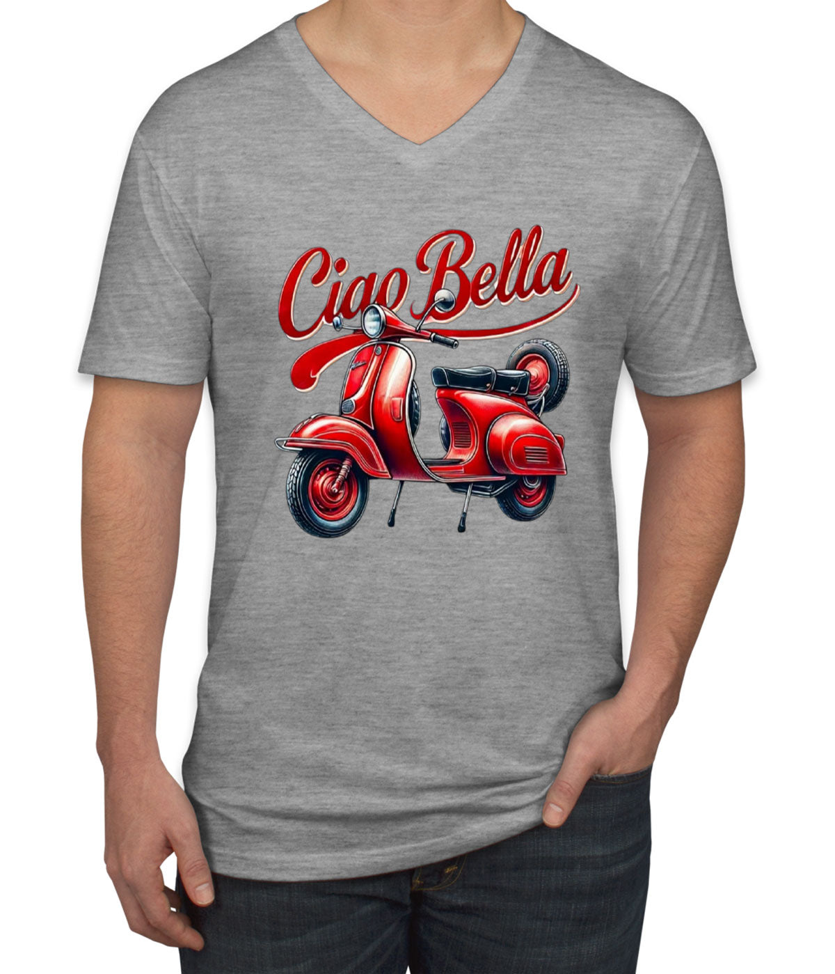 Ciao Bella Red Bike Men's V Neck T-shirt