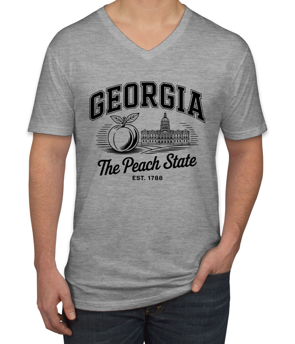 Georgia Cityscape Illustration The Peach State Men's V Neck T-shirt
