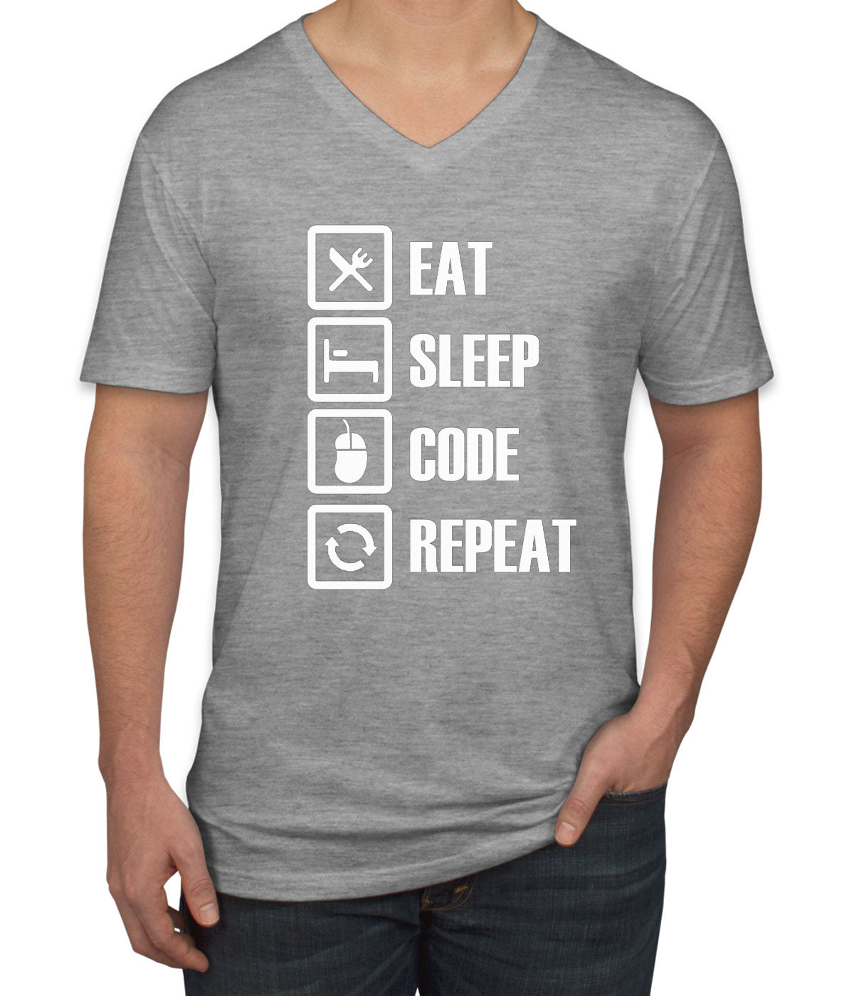 Eat Sleep Code Repeat Coding Men's V Neck T-shirt