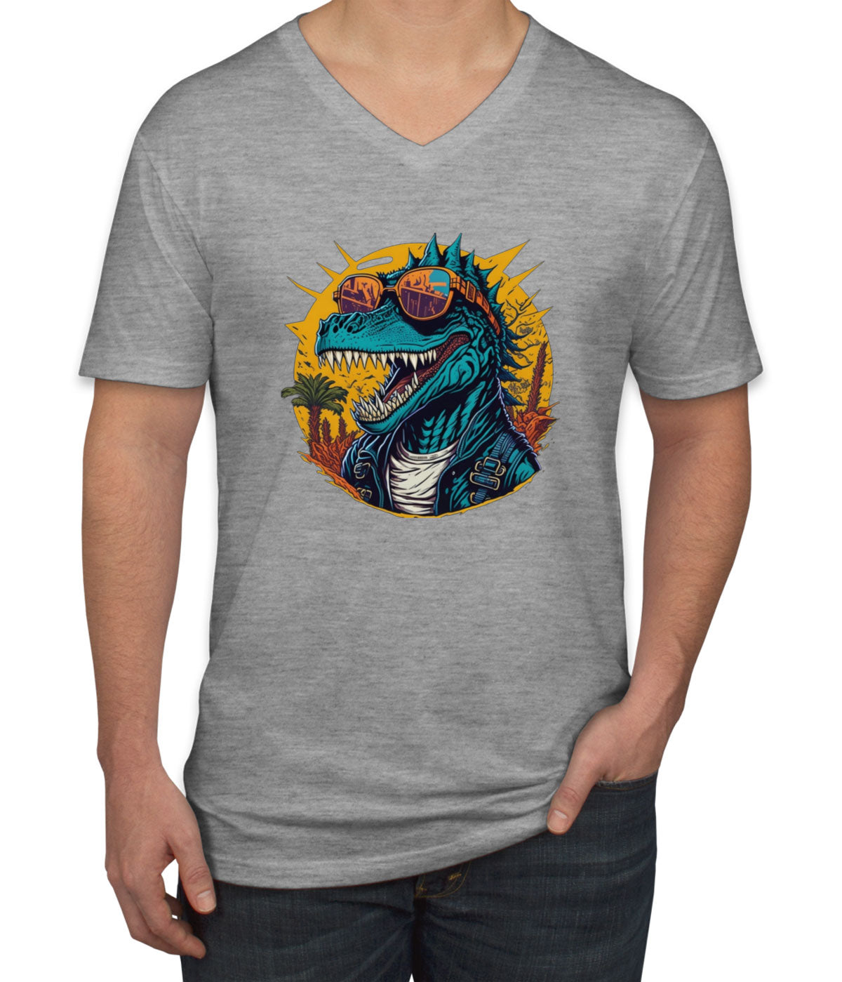 Cool Dinosaur Men's V Neck T-shirt