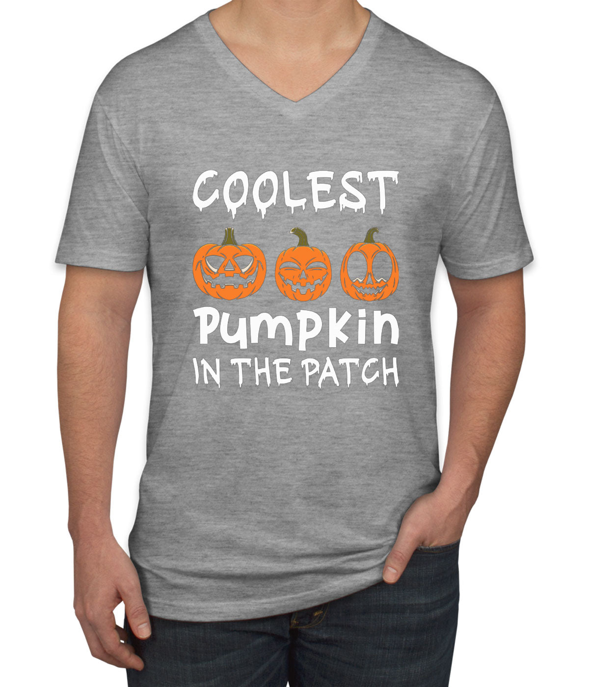 Coolest Pumpkin In The Pitch Halloween Men's V Neck T-shirt