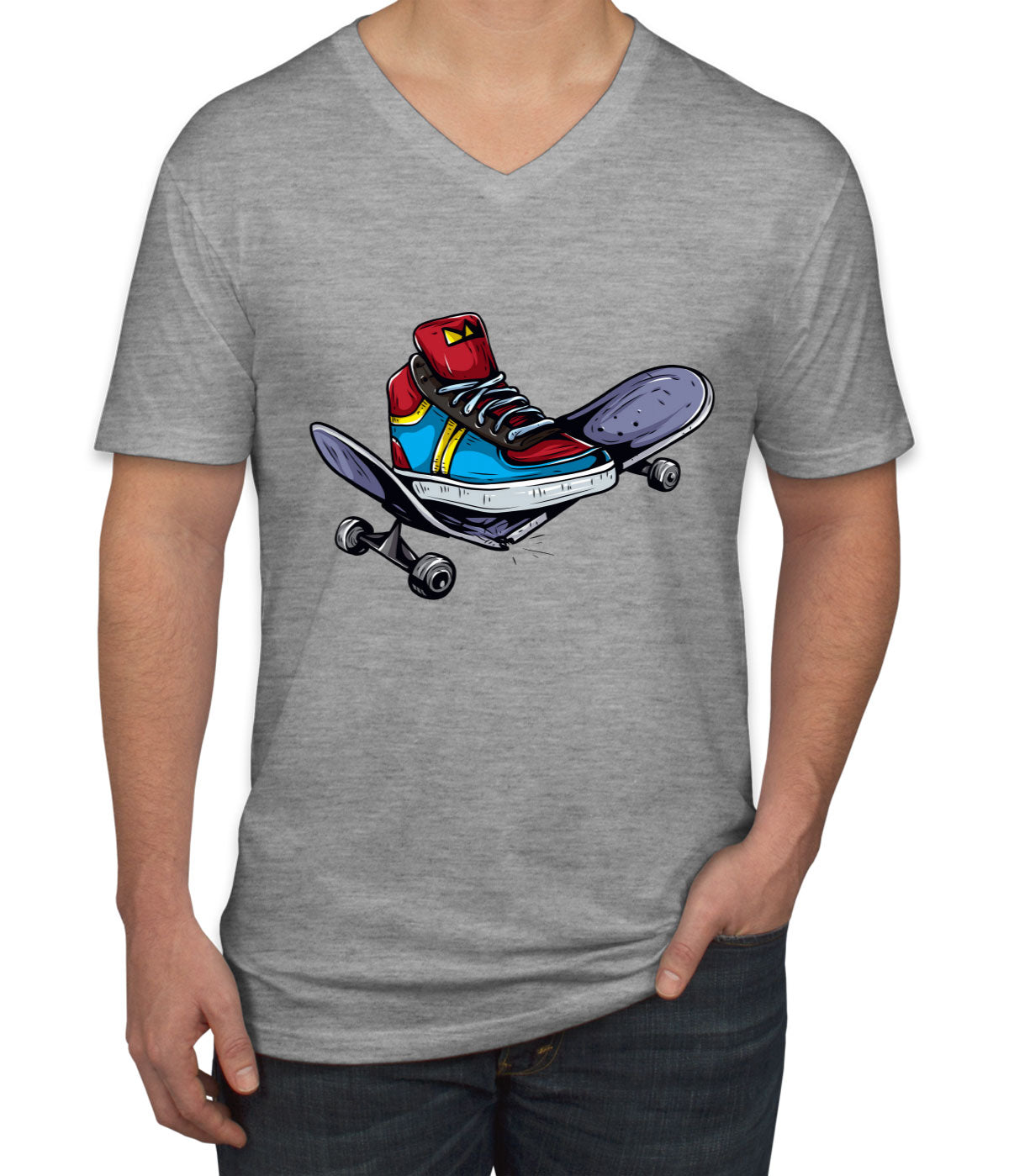 Sneaker Skateboard Men's V Neck T-shirt