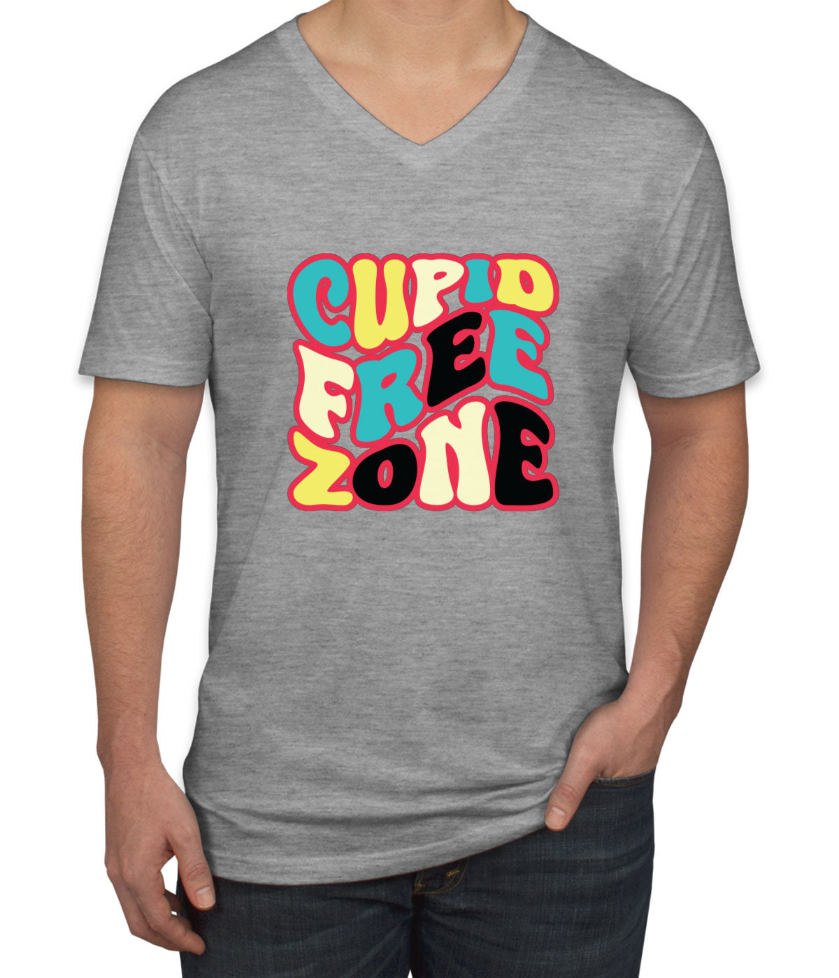 Cupid Free Zone Men's V Neck T-shirt