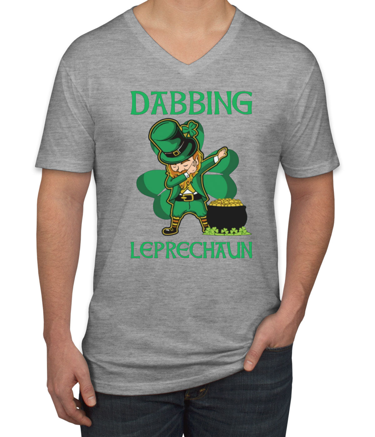 Dabbing Leprechaun St. Patrick's Day Men's V Neck T-shirt