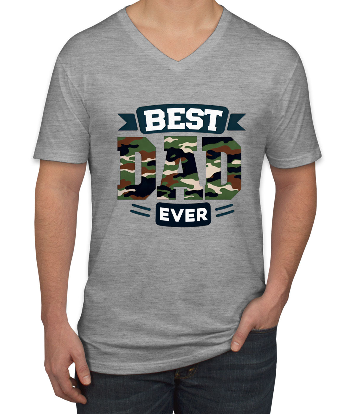 Best Dad Ever Camo Hunting Father's Day Men's V Neck T-shirt