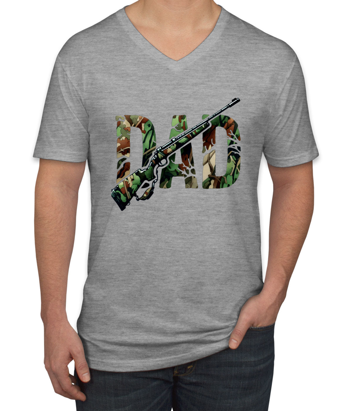 Best Dad Ever Camo Hunting Father's Day Men's V Neck T-shirt
