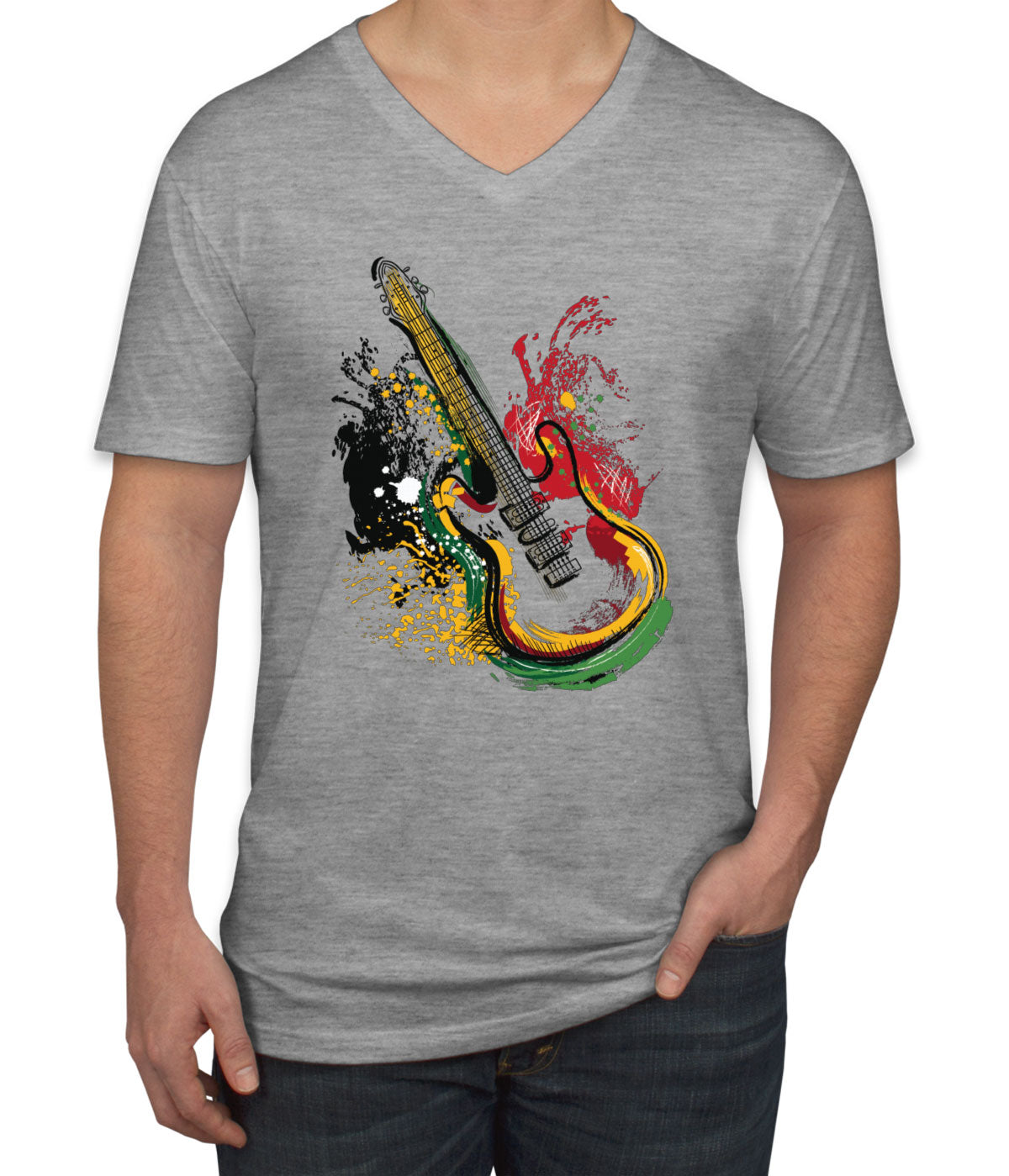 Electric Guitar Men's V Neck T-shirt