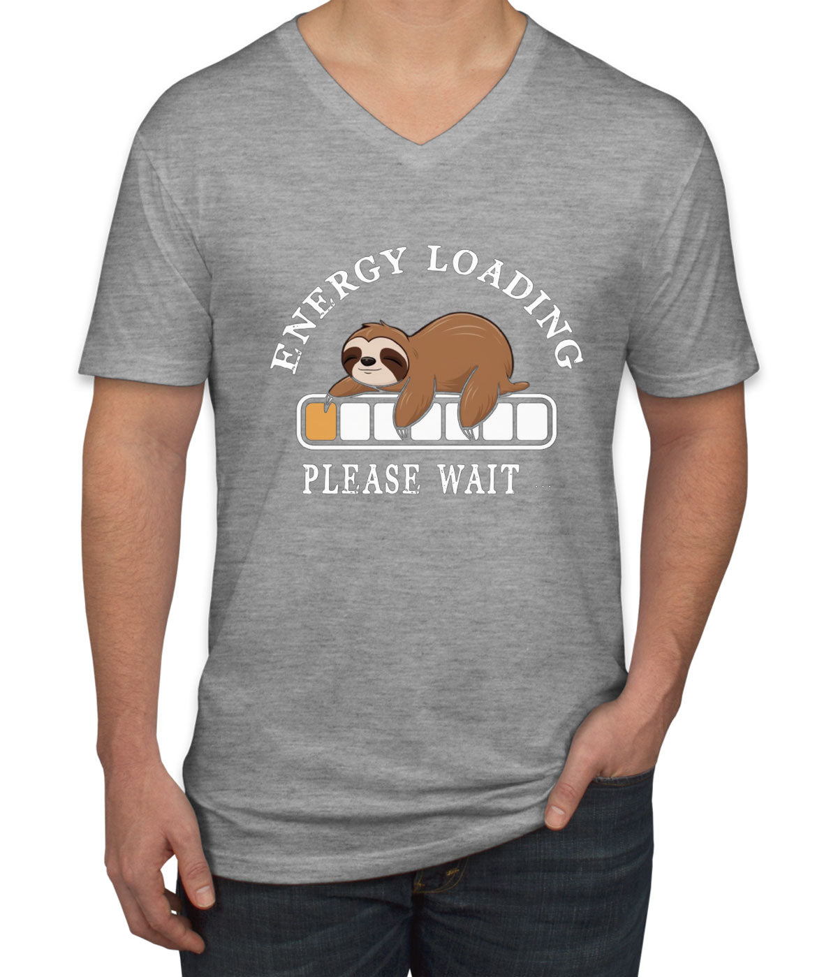 Energy Loading Please Wait Sloth Men's V Neck T-shirt