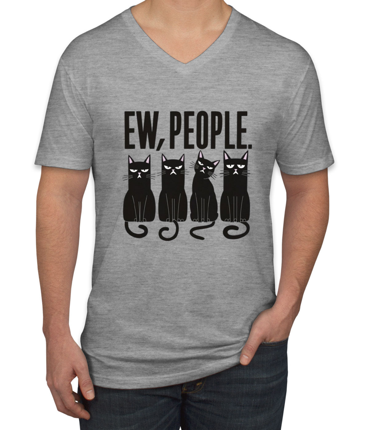 Ew, People Black Cats Men's V Neck T-shirt