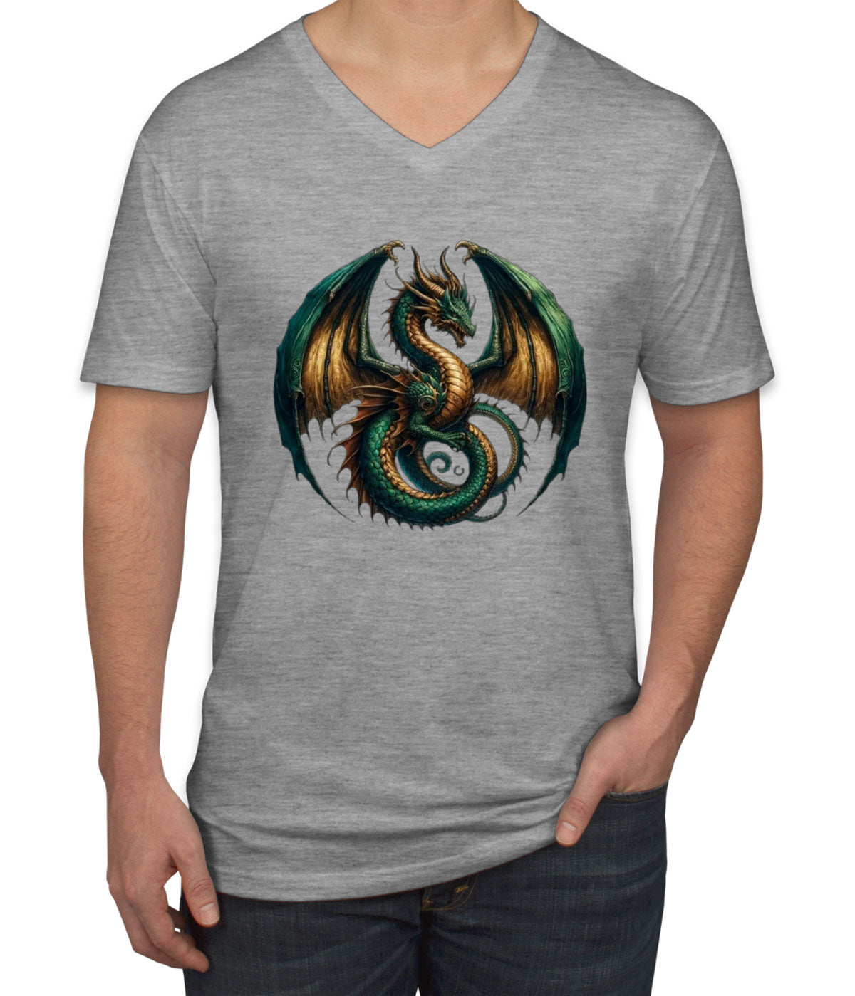 Fantasy Dragon Men's V Neck T-shirt