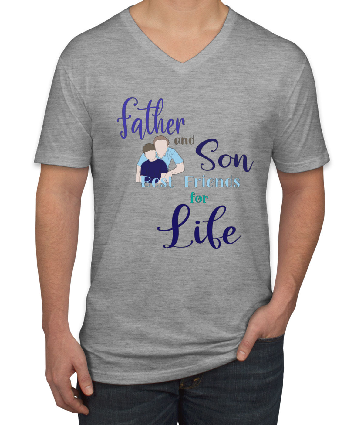 Father And Son Father's Day Men's V Neck T-shirt