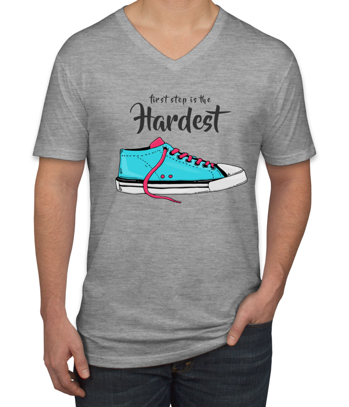 First Step Is The Hardest Men's V Neck T-shirt