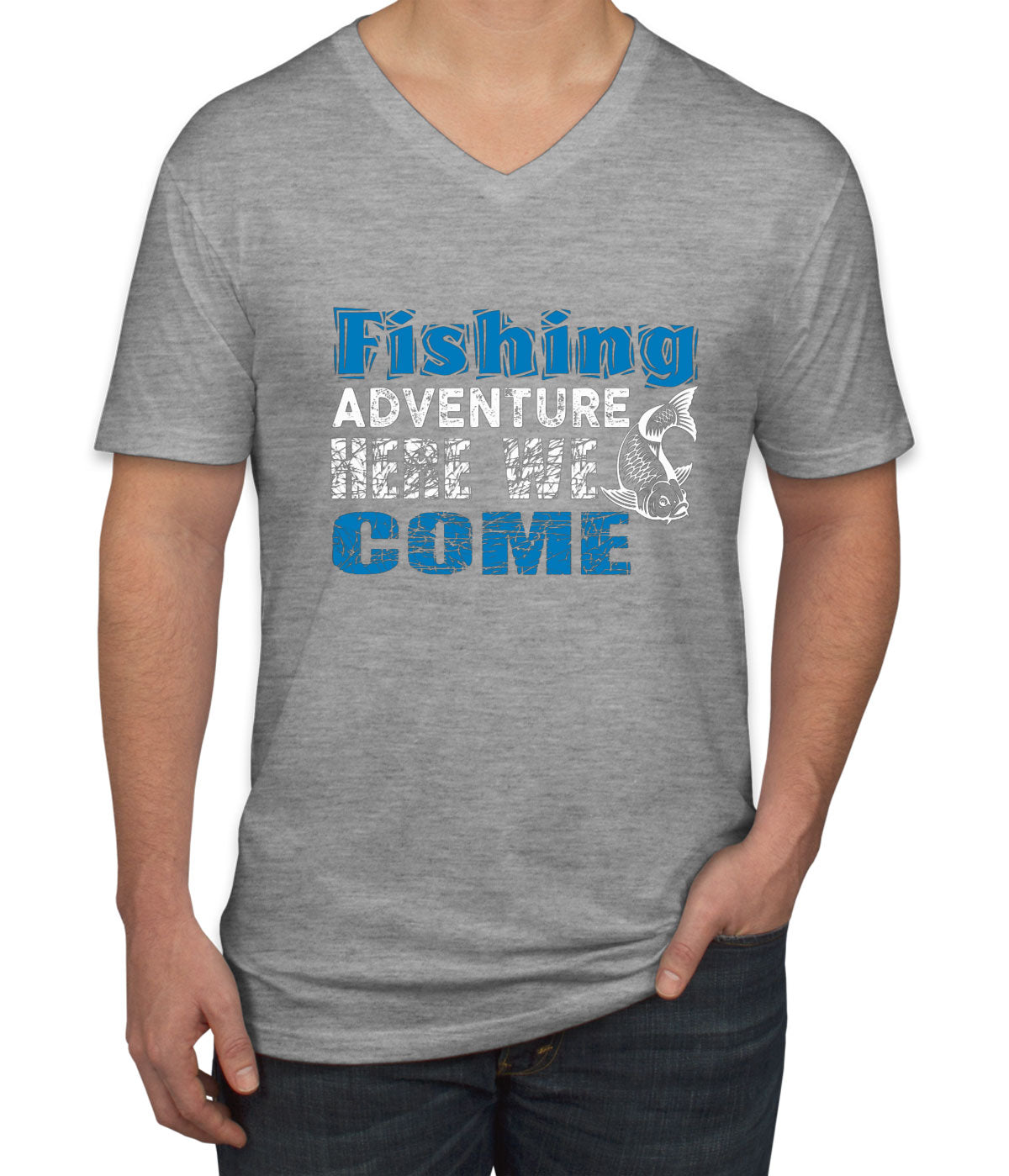 Fishing Adventure Here We Come Men's V Neck T-shirt