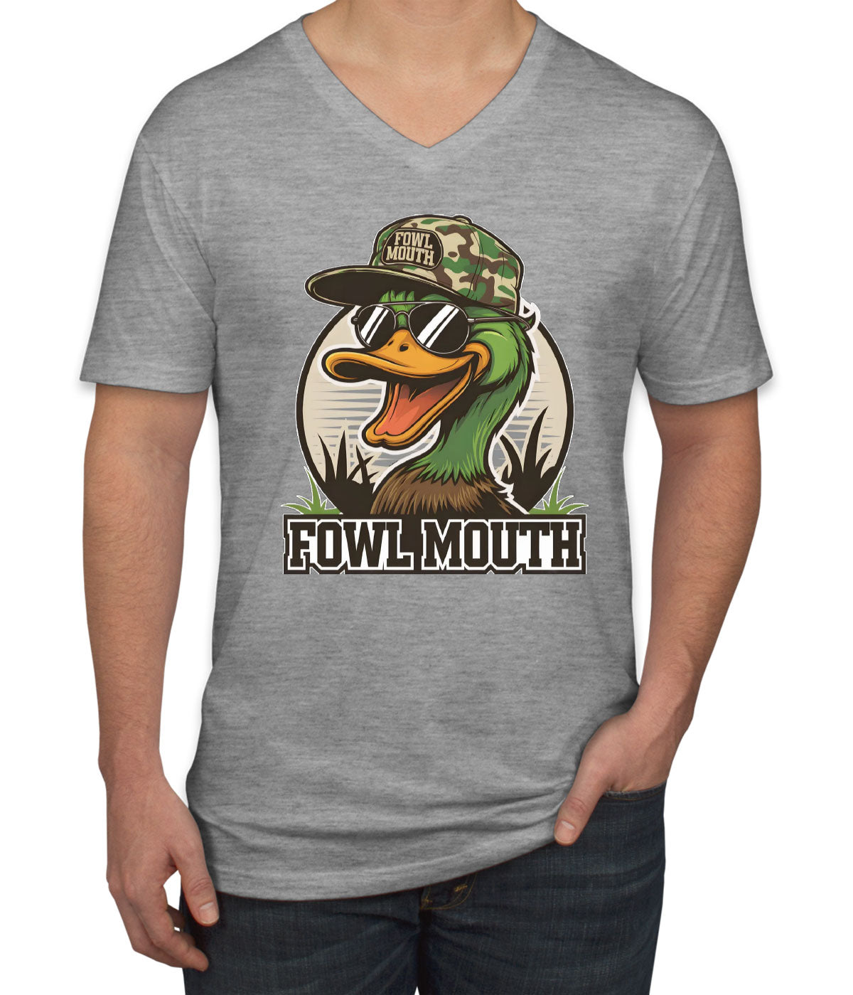 Fowl Mouth Duck Hunting Men's V Neck T-shirt