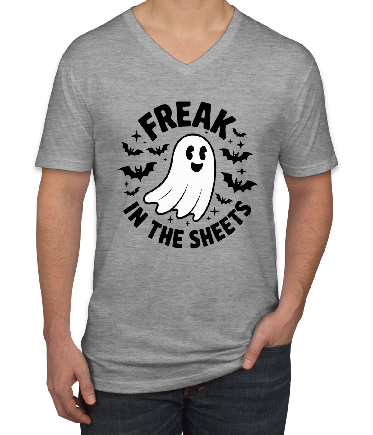 Freak In The Sheets Halloween Men's V Neck T-shirt