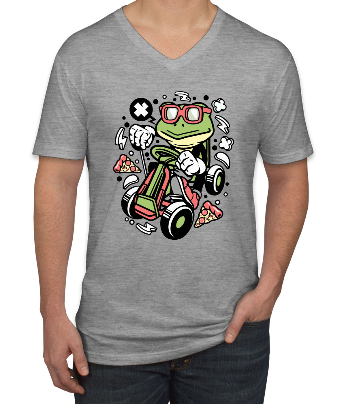 Frog GoKart Racer Men's V Neck T-shirt