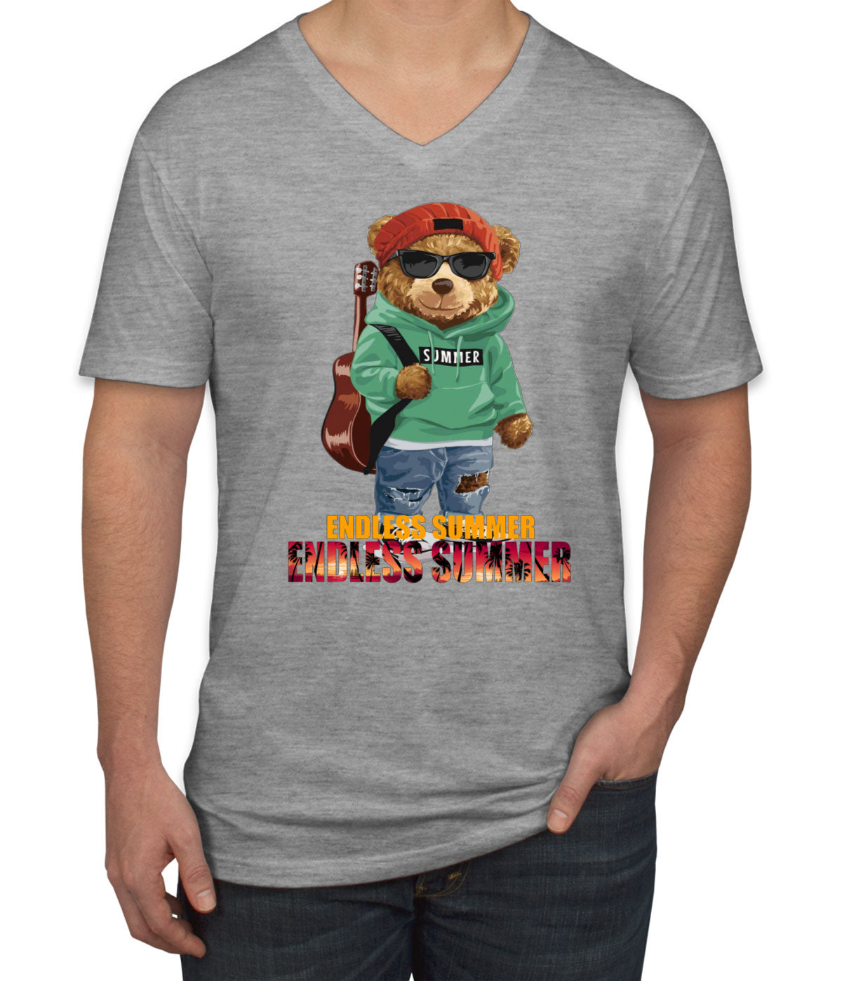 Funny Cool Bear Endless Summer Men's V Neck T-shirt