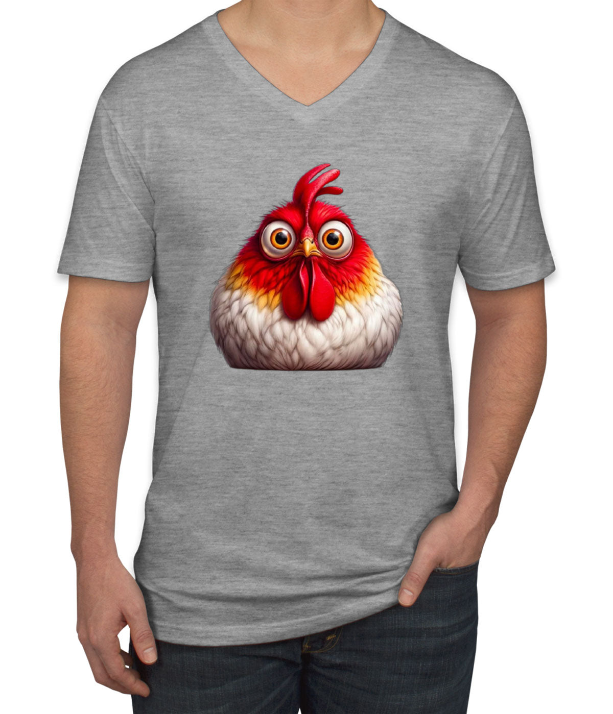 Funny Chicken Men's V Neck T-shirt