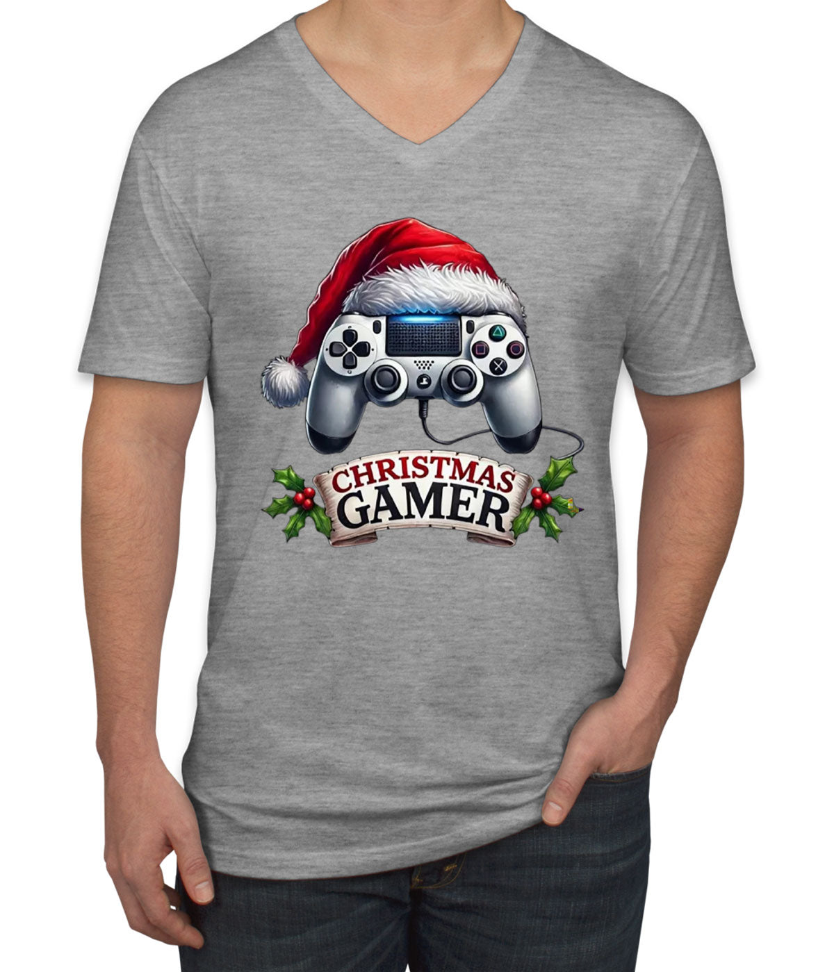 Christmas Gamer Men's V Neck T-shirt