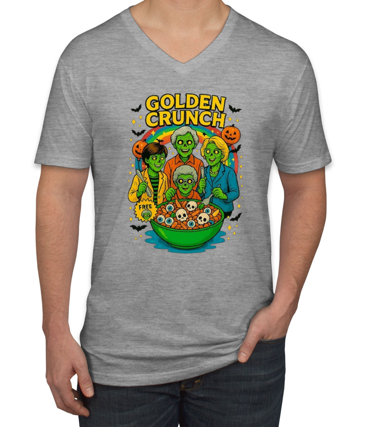 Golden Crunch Halloween  Men's V Neck T-shirt