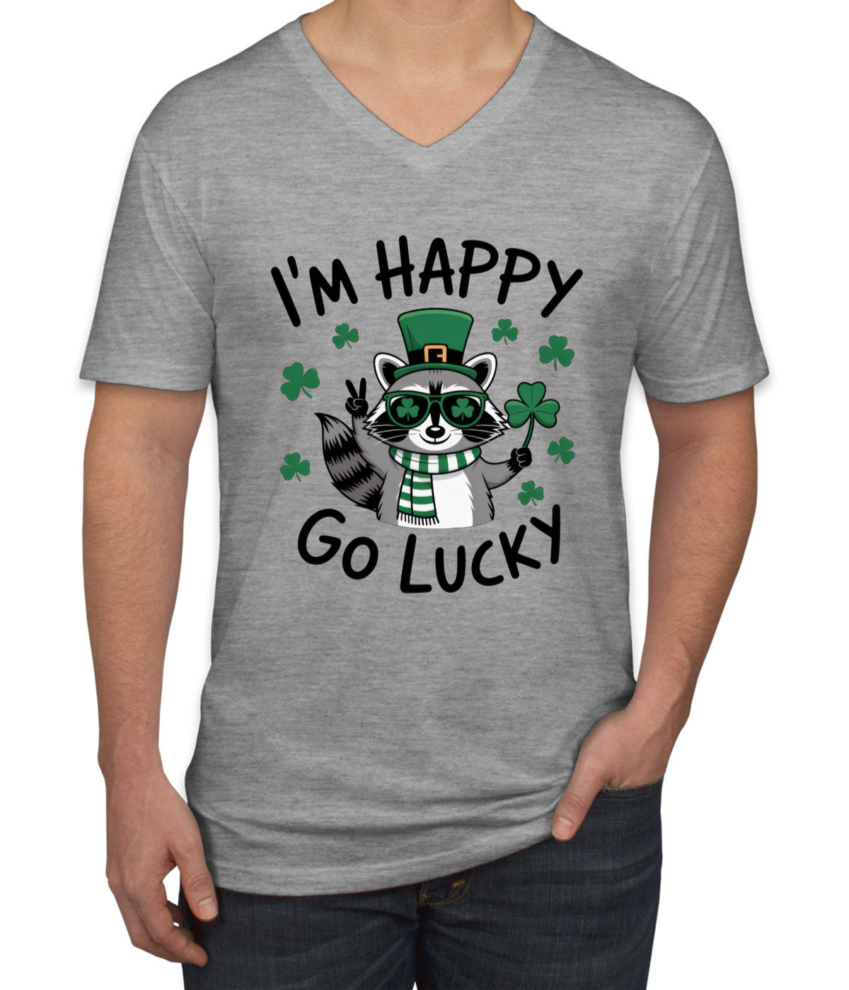 I'm Happy Go Lucky St. Patrick's Day Men's V Neck T-shirt