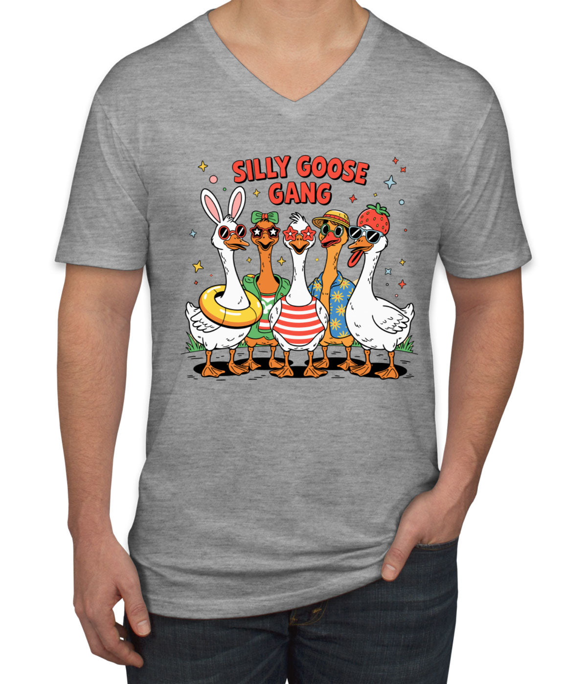 Silly Goose Gang Men's V Neck T-shirt