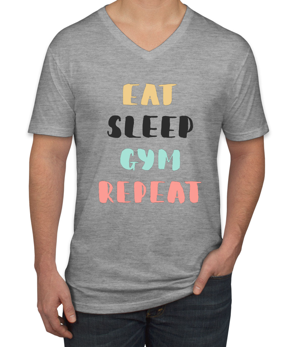 Eat Sleep Gym Repeat Men's V Neck T-shirt