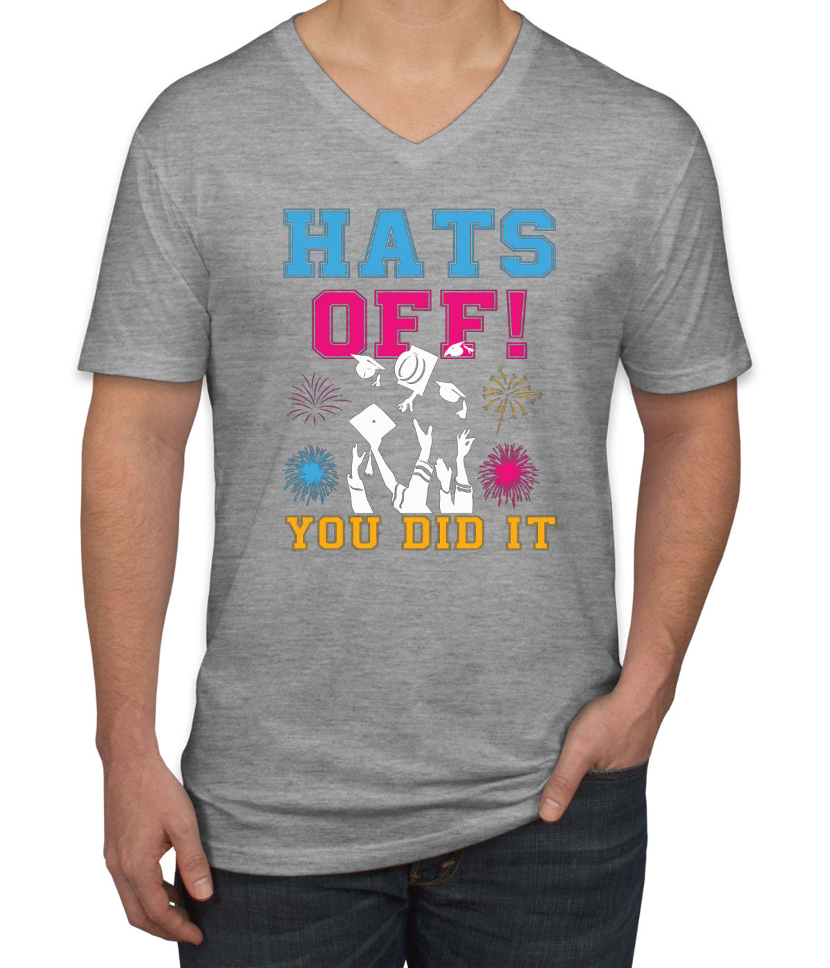 Hats Off You Did It Graduation Men's V Neck T-shirt