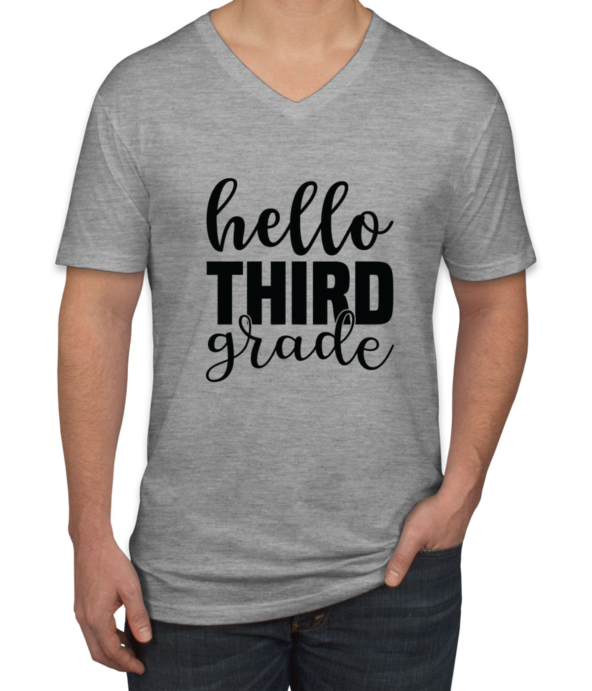 Hello Third Grade Teacher Men's V Neck T-shirt