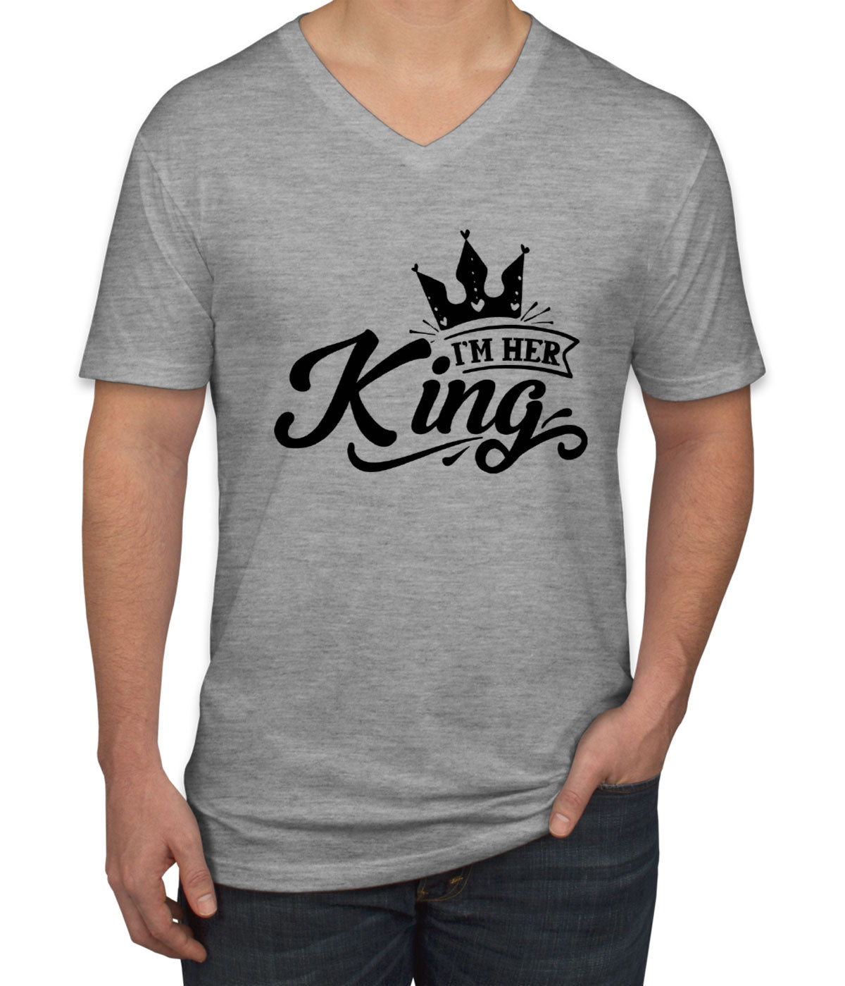 Her King Valentine's Day Men's V Neck T-shirt