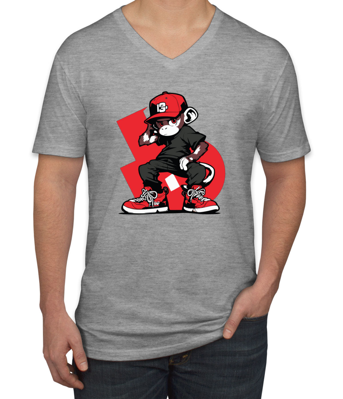 Hip Hop Monkey Men's V Neck T-shirt