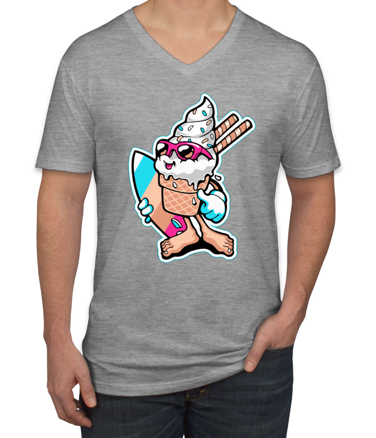 Ice Cream Surfer Men's V Neck T-shirt