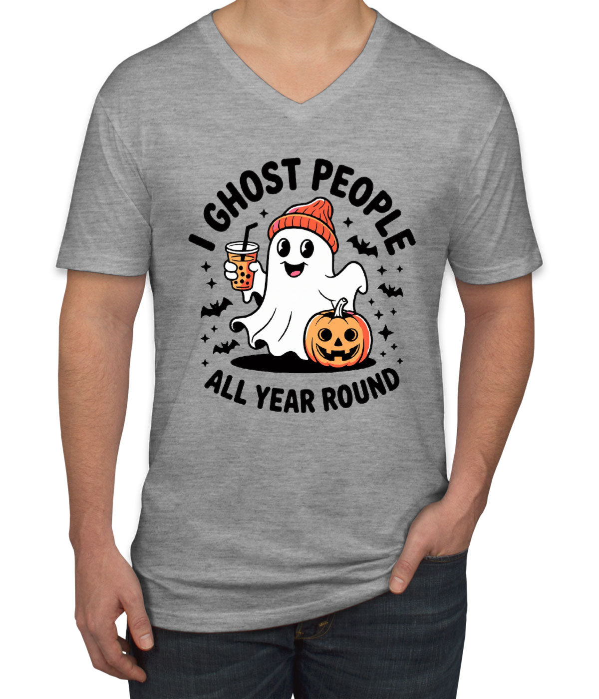 I Ghost People All Year Round Halloween Men's V Neck T-shirt
