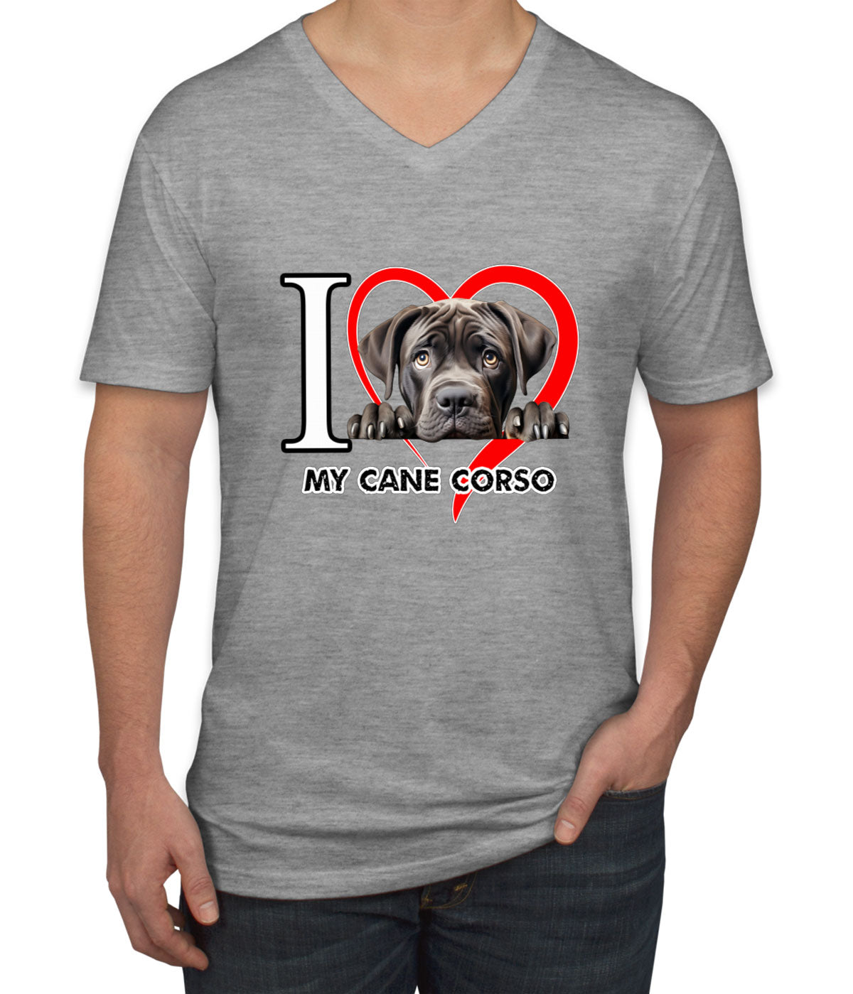 I Love My Cane Corso Dog Men's V Neck T-shirt