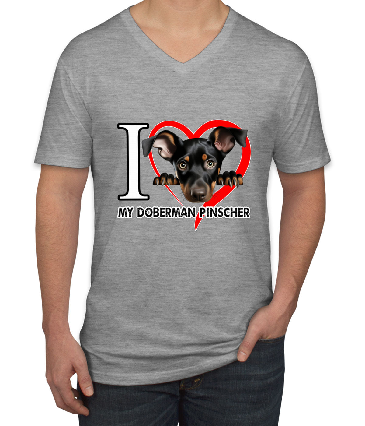 I Love My Miniature Pinscher Dog Men's V Neck T-shirt