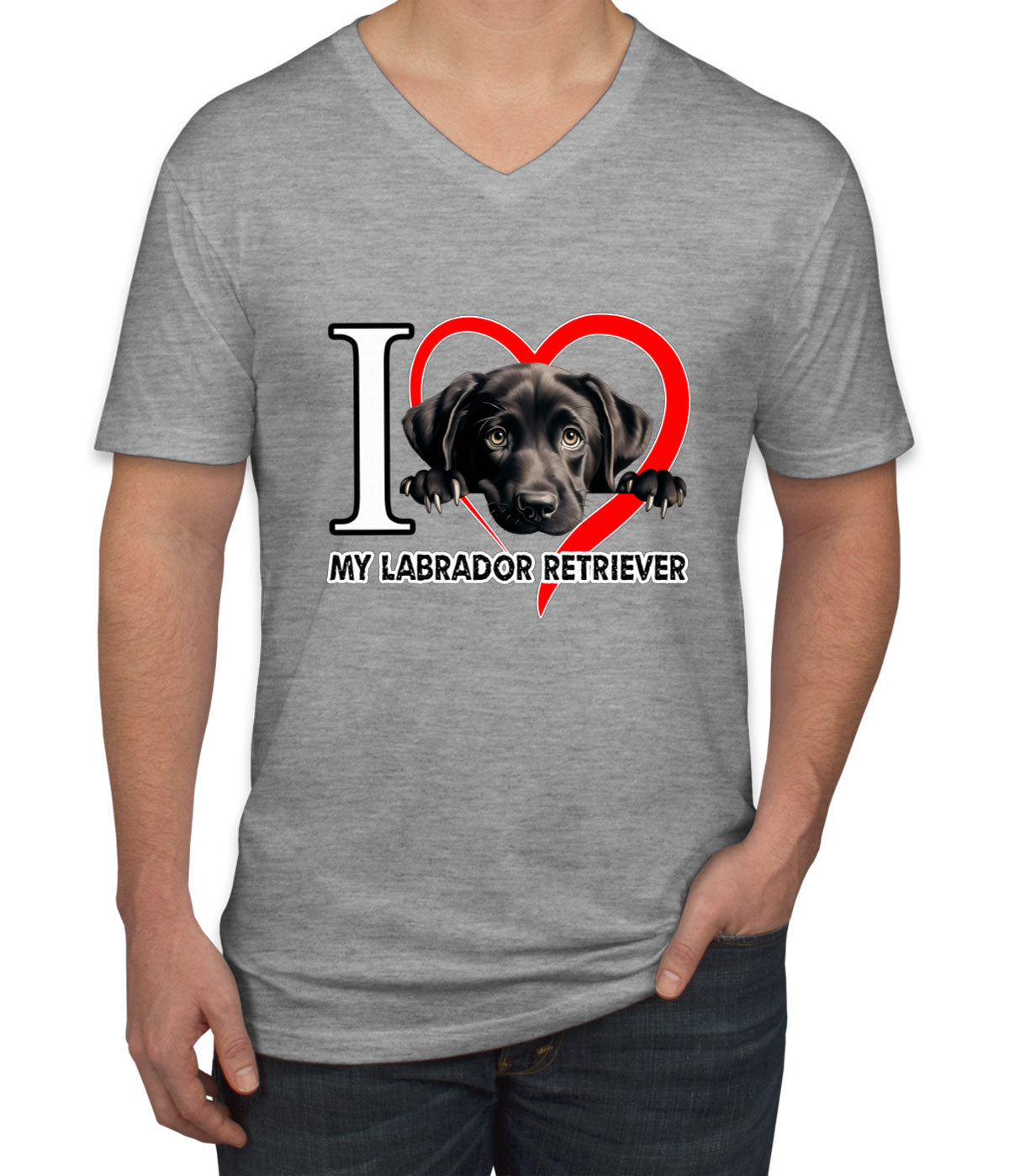 I Love My Labrador Retriever Dog Men's V Neck T-shirt