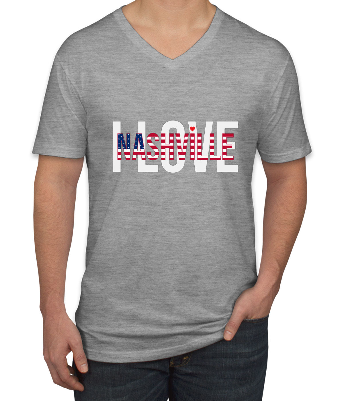 I Love Nashville Men's V Neck T-shirt
