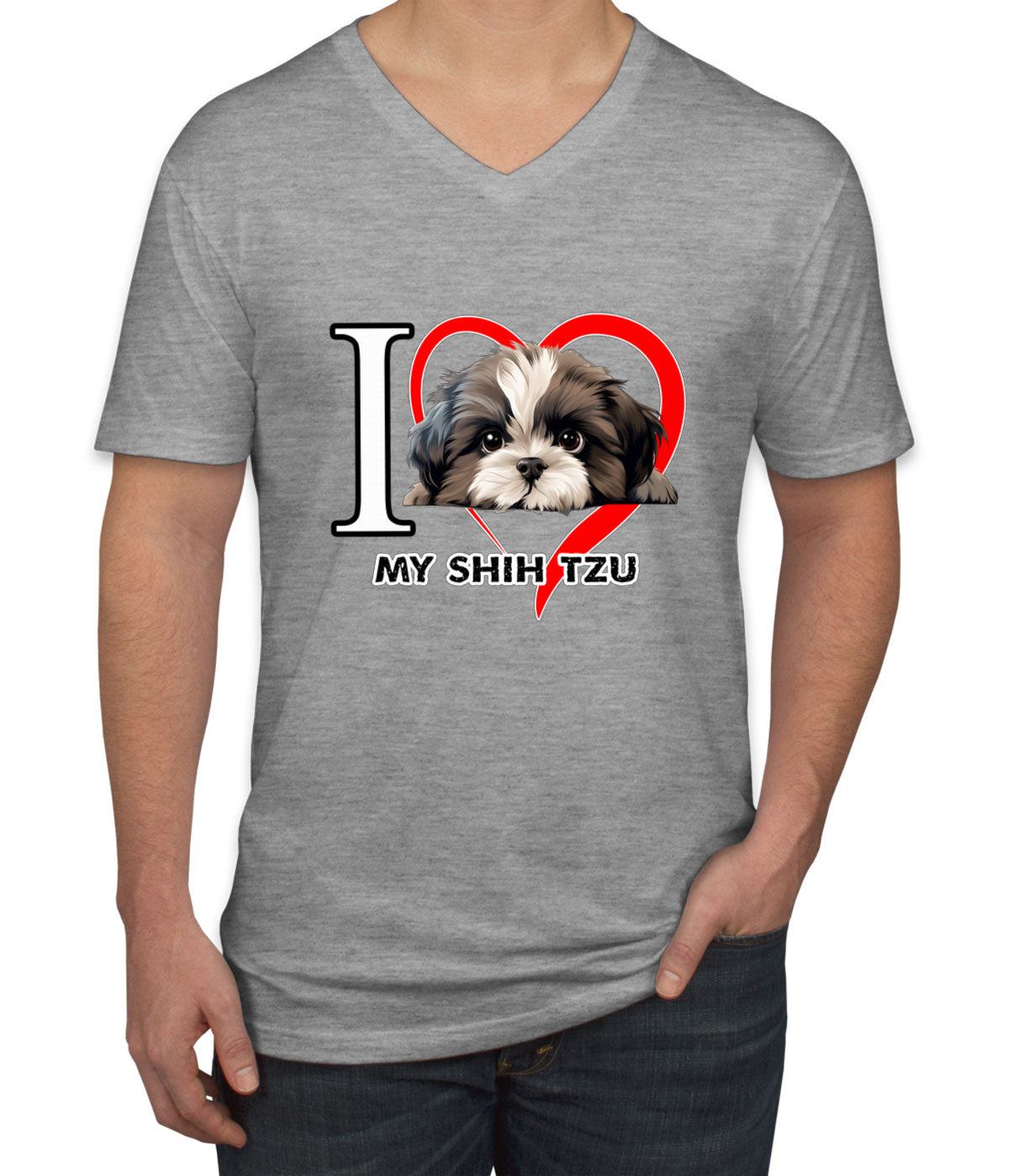 I Love My Shihtzu Dog Men's V Neck T-shirt