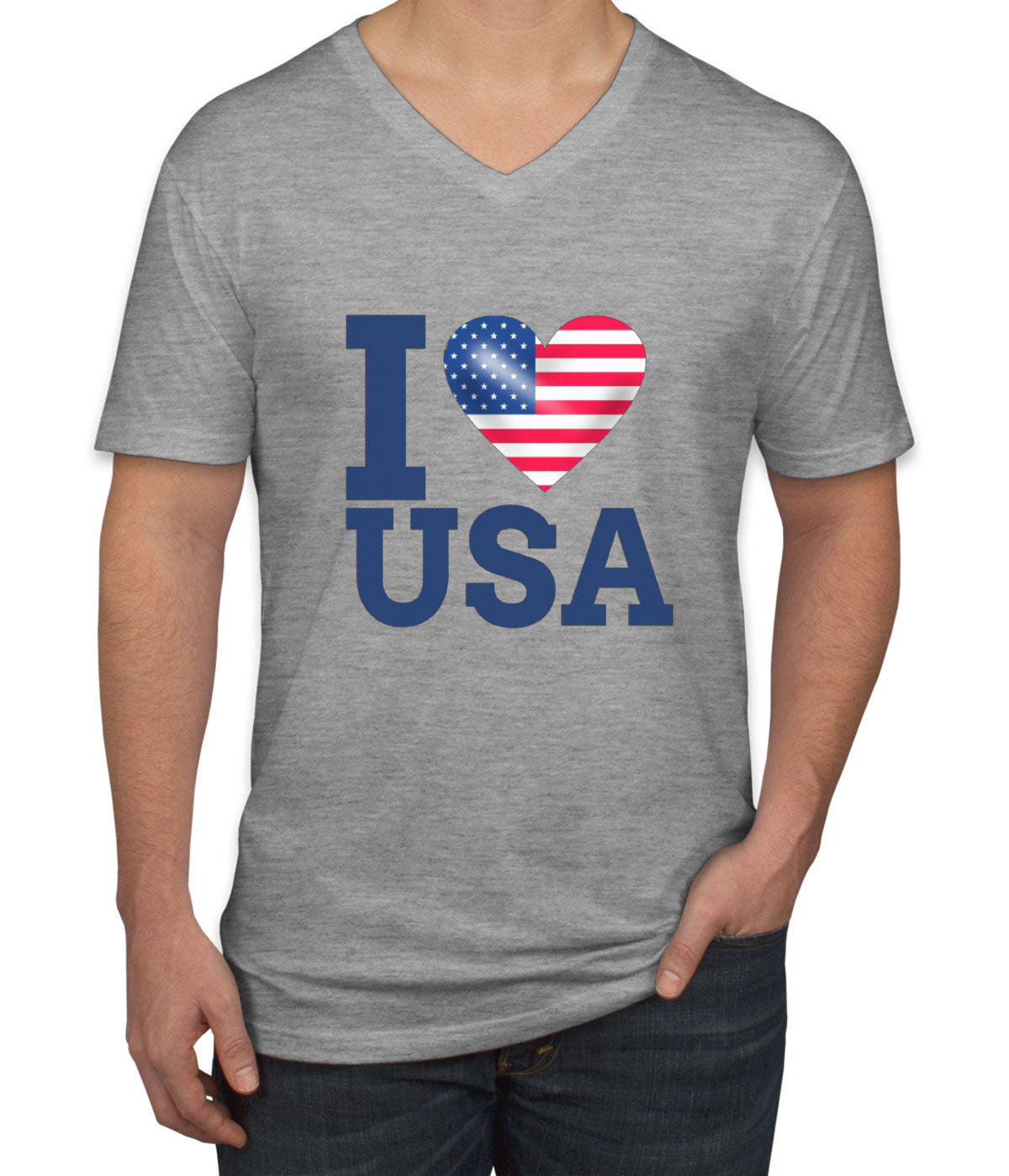 I Love USA Men's V Neck T-shirt